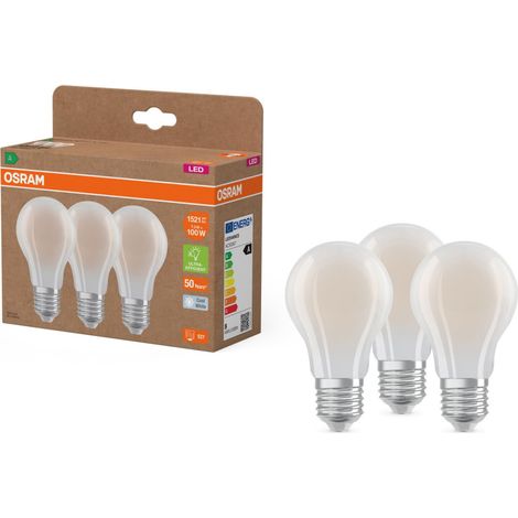 Osram LED Lampe Classic A100 Filament E27 7,2W 4000K Kaltweiß 1521lm Matt - 3 Stk.
