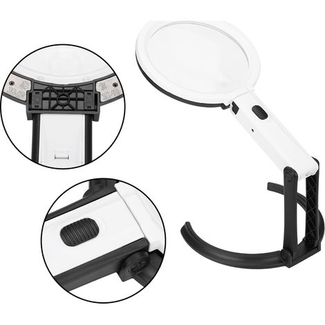 Loupe de table de 130 mm d'épaisseur avec éclairage LED et lampe loupe de bureau (prise américaine). (1/5)