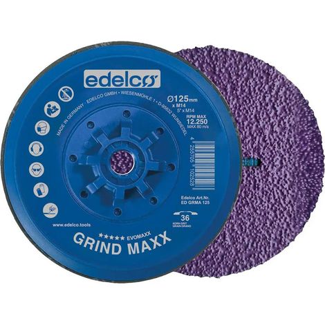Disco abrasivo EDELCO Grind Maxx da 125 mm per smerigliatrice angolare, elevata durata.