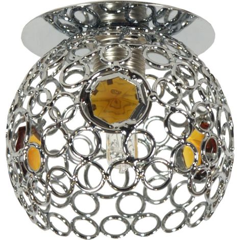 Plafonnier rond chromé ajouré ambre 1xG9 40W Candellux (1/2)
