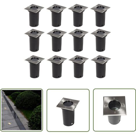 The Living Store 12 pcs Lampes encastrables au sol d'extérieur Carré - Lampe De Jardin - Éclairage Extérieur - Spot Lumineux - Luminaire Extérieur - Lampadaire (1/5)