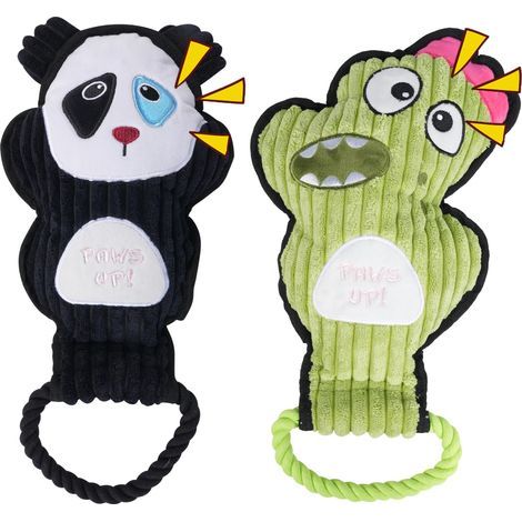 Lot de 2 jouets froissés et couineurs pour chien et jeu de tir à la corde – Pas de rembourrage résistant à la mastication pour les occuper, meilleur cadeau d'anniversaire pour les races de (1/5)