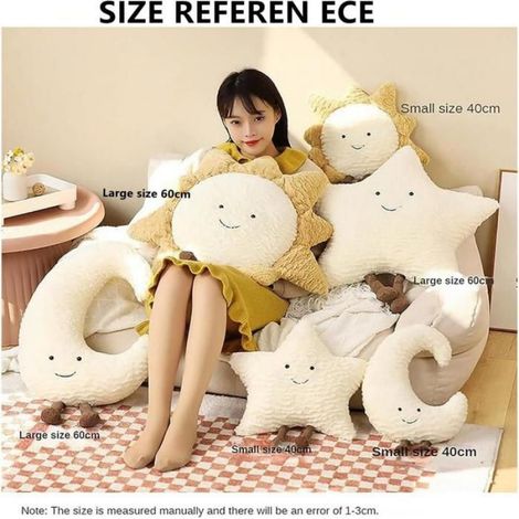 Coussin Peluche - Soleil Etoile Lune - Décoration Chambre Enfant - 38 Cm - 1 Pièce (1/5)
