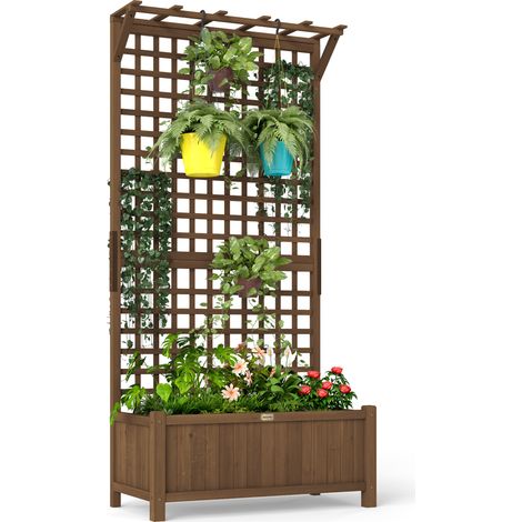 Brauner Rankkasten aus Holz – Für Kletterpflanzen – Für Terrasse oder Balkon – 90 x 45 x 183 cm