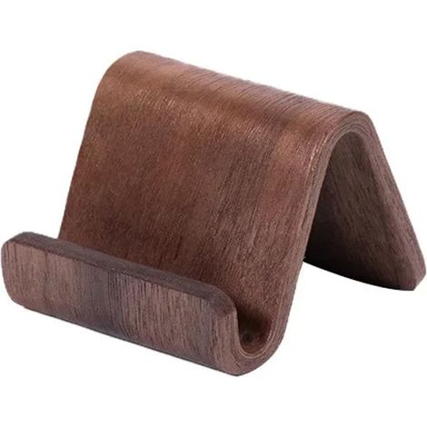 Support de téléphone 2 pièces - Support de téléphone simple en bois de noyer - Support de téléphone pour le bureau - couleur noyer (1/5)
