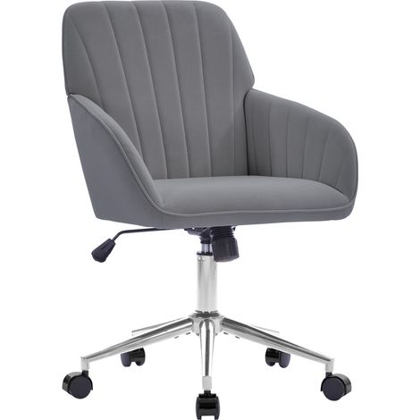 Sedia da ufficio ergonomica grigia in velluto, regolabile e con ruote (1/5)