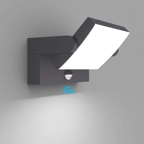 18W Indoor/Outdoor LED Wall Light with Motion Sensor, Wall Light with Rotating LED Panel, IP65 Modern Lighting for Entrance and Garden, Anthracite, Cool White 6000K (1/4)