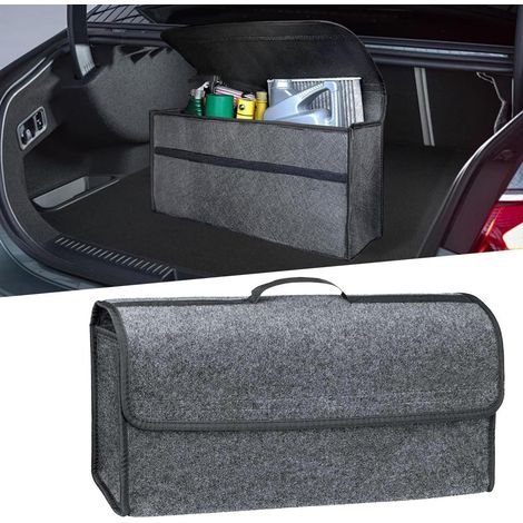 Organisateur de coffre de voiture pliable en feutre gris antidérapant 50x15x24cm (1/5)
