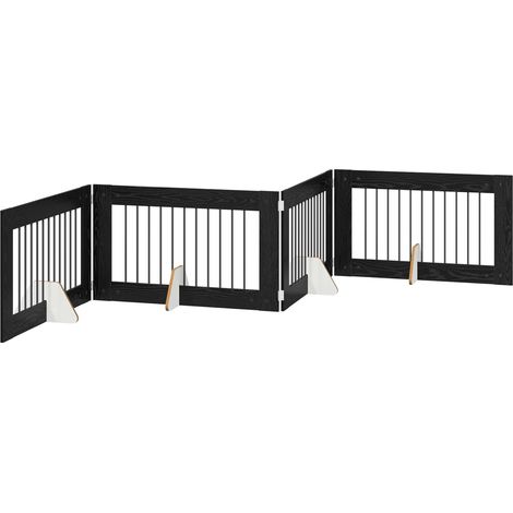 vidaXL Foldable Dog Gate with Stands 4 pcs Black Oak 401 cm