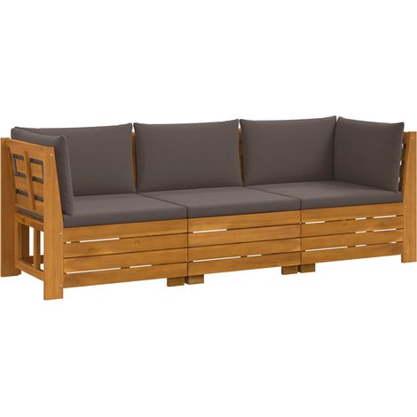 Maison Exclusive - Outdoor-Sofagarnitur mit Kissen 3 Stück Braun