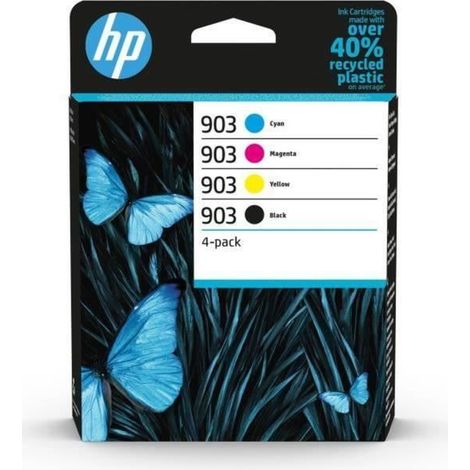 HP 903 Pack de 4 cartouches dencre noire, cyan, jaune et magenta authentiques 6ZC73AE pour HP OfficeJet / OfficeJet Pro 6900