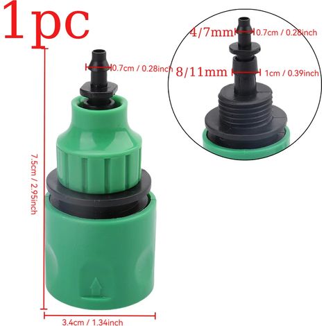 (1 pièce) Raccord rapide pour tuyau d'arrosage en plastique 4/7 mm - 8/11 mm, adaptateur d'irrigation, outils pour irrigation goutte à goutte (1/5)