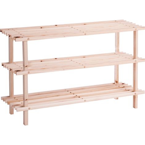 Zeller Scarpiera in legno naturale 80 cm 3 livelli