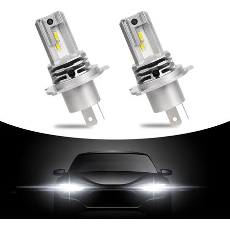 Ampoules H4 LED 6500K blanches – 60W ultra lumineuses – Plug and play 12V pour phares de voiture et moto – Certification IP65 (1/5)