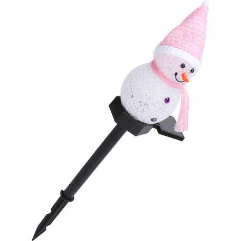 Rosa LED-Solar-Schneemannlaterne, Gartendekoration, Wegbeleuchtung für Weihnachten (1/5)