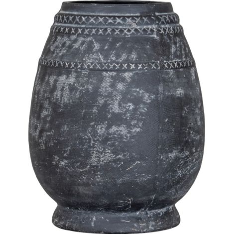 Etched Collection Tall Vase - Ceramic - L25 x W25 x H32 cm - Black
