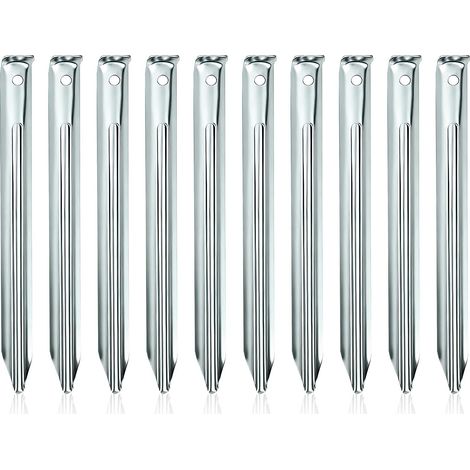 Sardines Camping Piquets De Tente Sardines De Fixation 23cm 10Pcs Profil en v en Acier Galvanisé avec Œillet Piquets De Fixation Piquets Tente Métal pour Tentes De Camping Terrain Sablonneux (1/5)