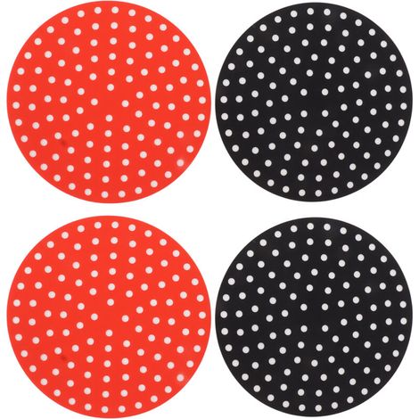 Lot de 4 tapis ronds en silicone haute température – 23 cm – 2 rouges + 2 noirs