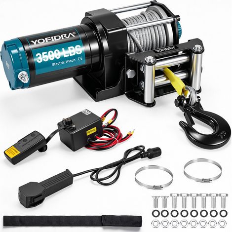 Treuil électrique 12V 3000 lbs,Câble en acier 5.0mm x 8m,Rapport de réduction 136:1,Pour terrains accidentés - Télécommande incluse (1/5)