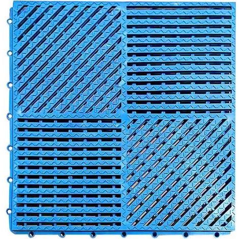 Tapis de drainage de piscine, tapis en caoutchouc imperméable et antidérapant adapté aux piscines, salles de douche, garages, zones pour animaux de compagnie, bleu clair, 3030cm (1/5)