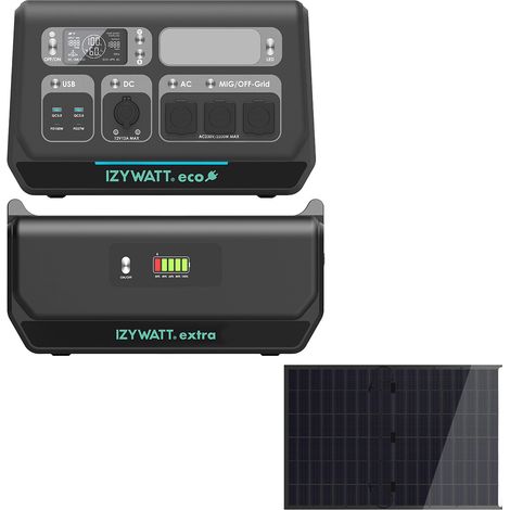 Station électrique IZYWATT.eco 2048Wh injection réseau + panneau solaire 440W + batterie Izywatt.extra - Orium