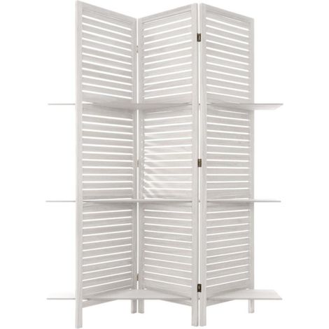 Paravent Étagère 3 Niveaux "Dol" 120x170cm Blanc (1/3)