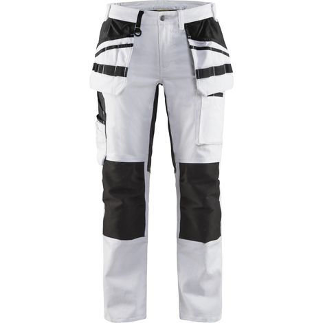 Pantaloni da lavoro da pittore elasticizzati donna 7910 - Bianco/Nero 2XL - FR(52) - SE(C50) - Standard