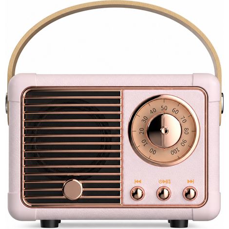 Enceinte Bluetooth Portable Rétro Rose avec Poignée, Mini Haut-parleur USB pour Téléphone HM11 (1/5)