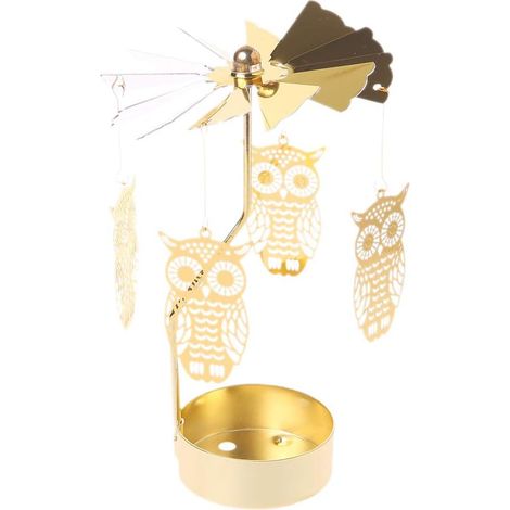 doré Chandelier Rotatif - mystérieux Hibou O Filature Rotatif carrousel Bougie Chauffe-Plat Porte lumière Cadeau décoration de Mariage (1/5)