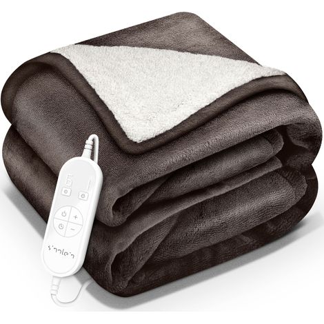 sinnlein Couverture chauffante avec arrêt automatique, 180 x 130 cm, marron clair  Couverture chauffante avec 9 réglages de température  Couverture lavable pour lit et canapé  Couverture chauffante av