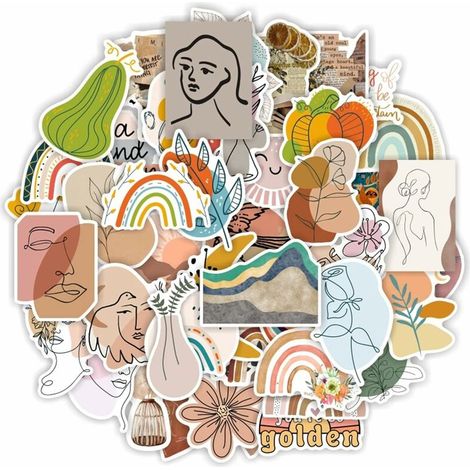 100 Pièces Aesthetic Graffiti Stickers Pack, Minimalist Art Abstract Line Autocollants en Vinyle Imperméables pour Bouteille d'Eau, Ordinateur Portable Lefou (1/5)