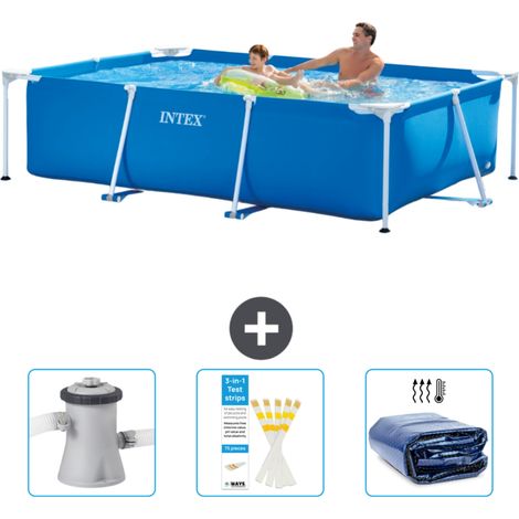 Intex – Piscine hors sol rectangulaire 260x160x65 cm – PVC renforcé – Installation rapide en 30 min – Pompe à filtre 1250L/h incluse
