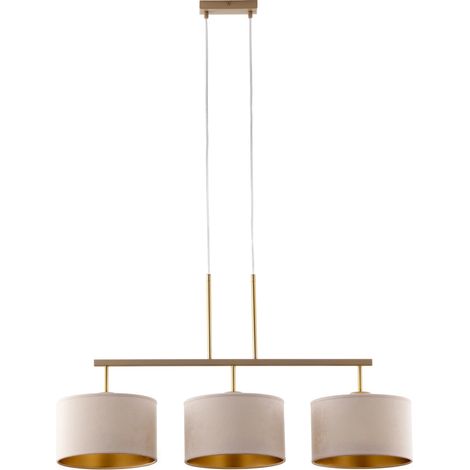 Suspension élégante à 3 lumières en velours beige et doré E27 15 W MARII Sigma Lighting (1/5)