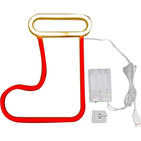 Letrero de neón LED navideño, funciona con pilas, cargador USB, decoración de pared para fiestas. (1/5)