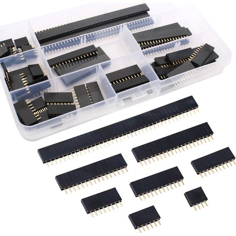 60Pièces 2.54mm PCB Carte Femelle Broche Connecteur Socket (4/6/8/10/12/16/20/40 Pin) Femelle Pin Header Socket Connecteur Bande, pour Arduino Empilable Shield