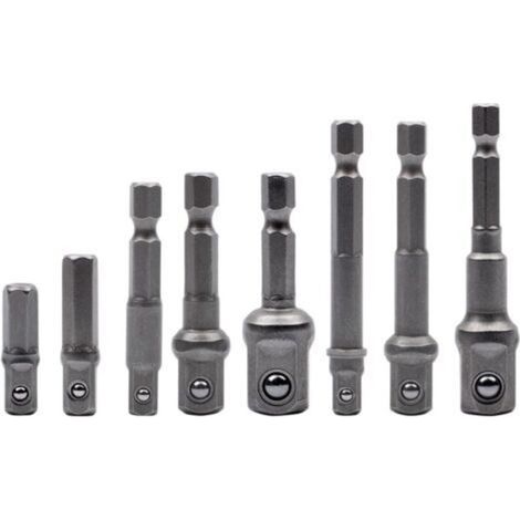 Set di 8 adattatori per bussole, da esagonale da 1/4" a 1/4", 3/8", adattatore per bussole da 1/2" per trapani e avvitatori a batteria, bussole e portainserti -Crezuo