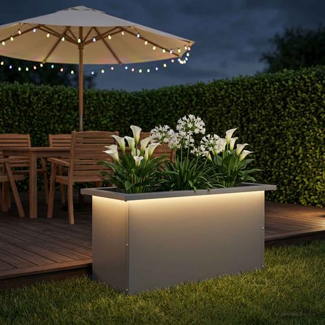 vidaXL Jardinera para jardín con luces LED Antracita 30 x 60 x 30 cm (1/5)