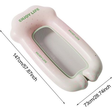 Bouées gonflables avec support en filet style chaise longue, parfaites pour les fêtes d'été au bord de la piscine.