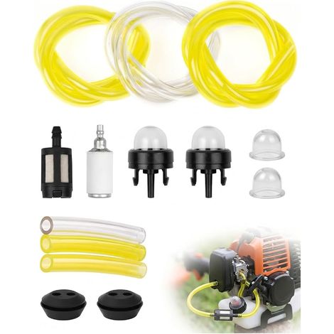 7-teiliges Kraftstoffschlauch-Set für Freischneider und Rasenmäher – Universal mit Kraftstofffilter, Primerpumpe und Dichtungen für Kettensägen, Laubbläser und Rasentrimmer (1/5)