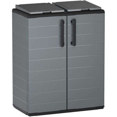 ARMADIO BASSO A SCOMPARTI PER RACCOLTA DIFFERENZIATA cm 68 x 37 x H.84 (l x p x h) - 2 scomparti