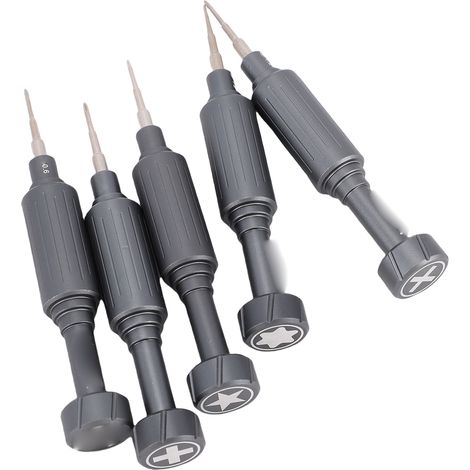 Jeu de 5 tournevis de précision : tournevis en Y de 0,6 mm, Pentalobe de 0,8 mm, PH et T2 de 1,2 mm et 1,5 mm, pour la réparation de montres, appareils photo, ordinateurs portables et téléphones. (1/5)