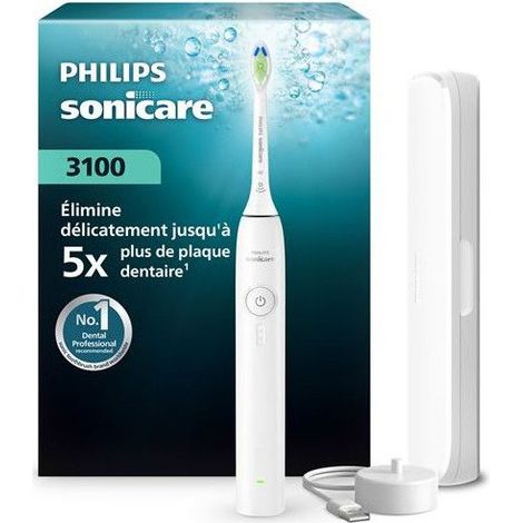 Elektrische Zahnbürste - PHILIPS - Sonicare Series 3000 HX4033/21 - Weiß - Optimal White Bürstenkopf - Reiseetui