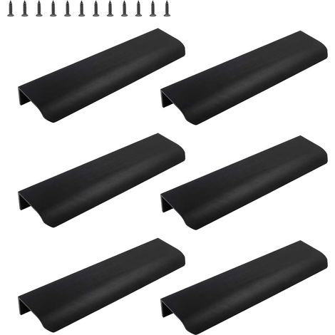 BEBUSINGOTO Paquete de 6 tiradores para cajones de gabinetes, con bordes negros, para puertas, cajones de cocina, cómodas, armarios, alacenas, distancia entre centros de 13,7 cm. (1/5)