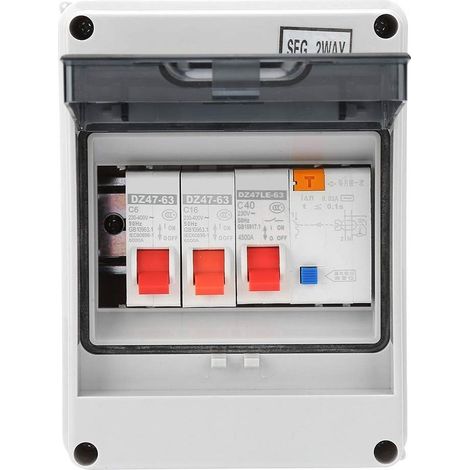 Mini disjoncteur 2 voies 40 A 30 mA RCD – 2 MCB (6 A + 16 A) – Tension 230/400 V – Boîtier IP65 pour sécurité - MCB 6 A (1/5)