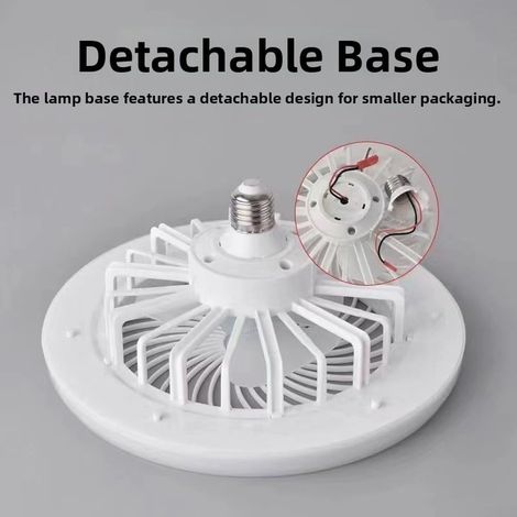 Ventilateur plafond LED E27- avec télécommande, 3 températures de couleur-pour salon, chambre à coucher-26x13cm (1/4)