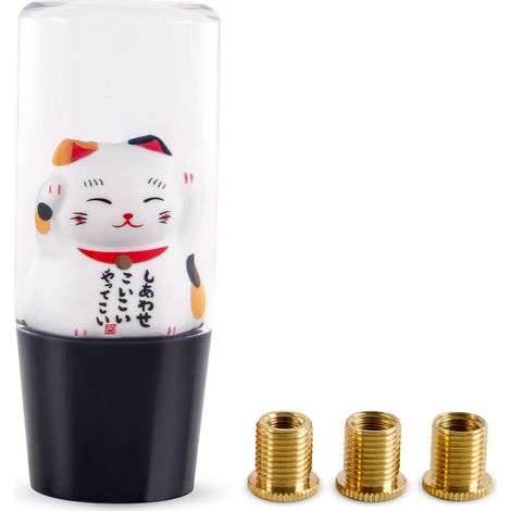 Car modification parts, resin material, lucky cat-shaped gear shift knob, gear lever head, shift handle, ball joint, universal type - strip shape (1/4)