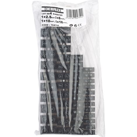 DEBFLEX - LOT DE 4 BARRETTES DE CONNEXION (1X2,5MM², 1X6MM², 1X10MM², 1X16MM²) - 704750