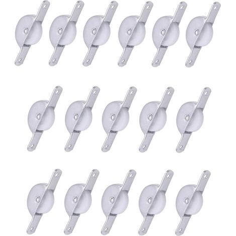 16pcs Poulies de Rail de Placard Solide en Fer Galvanisé et Plastique Argenté, Roues Porte Coulissante Fiables et Faciles à Glisser pour Portes et Fenêtres (1/5)