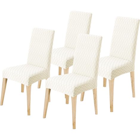 Stuhlhussen 4er Set, Universal Esszimmerstuhlbezug, Abnehmbar & Waschbar, Beige (1/5)