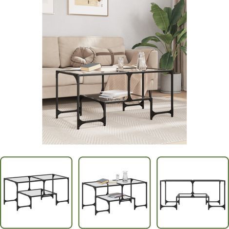 Couchtisch transparent - Couchtisch mit Glasplatte Transparent 98,5x50x45 cm Stahl (1/5)